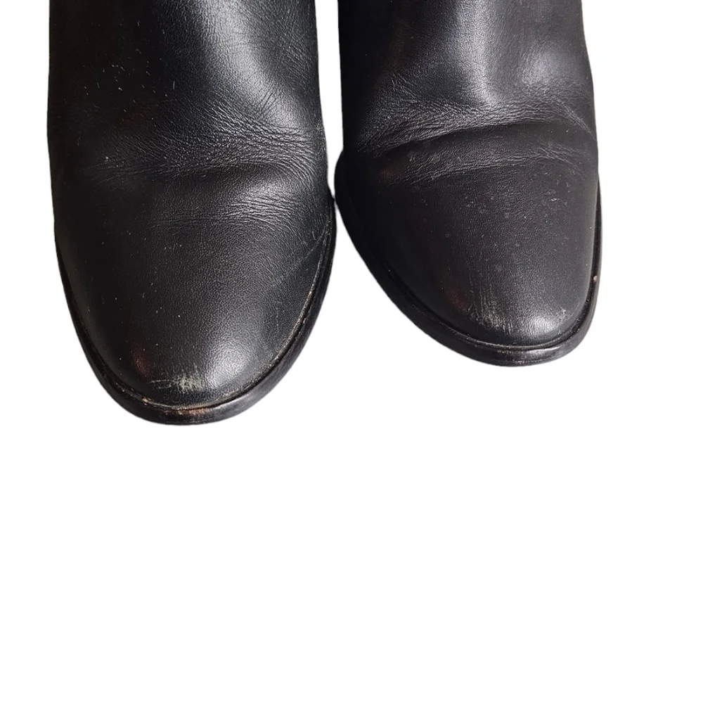 Zara black Studded Women's bootie Shoes 3.5" Chunk Heel Zipper Closure EU 39 - Picture 9 of 13